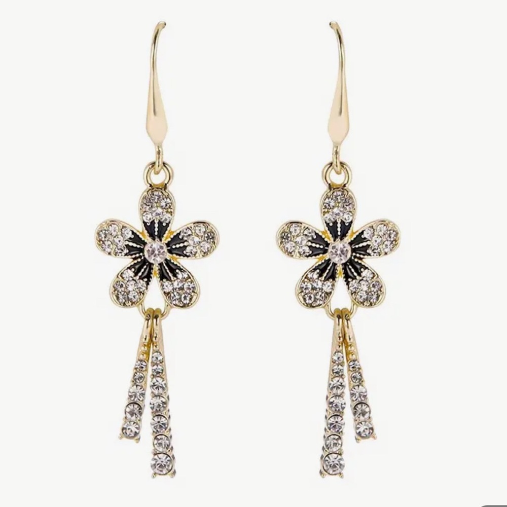 Elegant Gold Flower Drop Earrings
